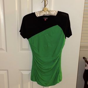 Vince Camuto ruched two color blouse/tshirt S